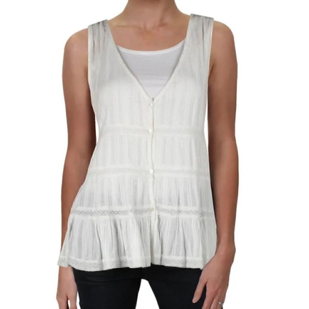 NWT LOVE SAM Cotton Button Down Top Small